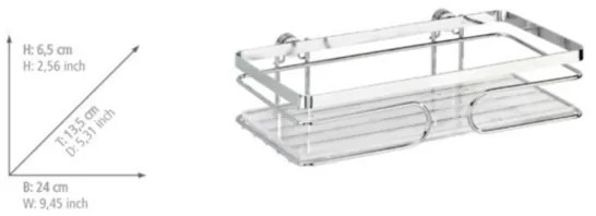 WENKO 20409100-Mensola PREMIUM in acciaio inossidabile 24x13,5 cm inox/argento