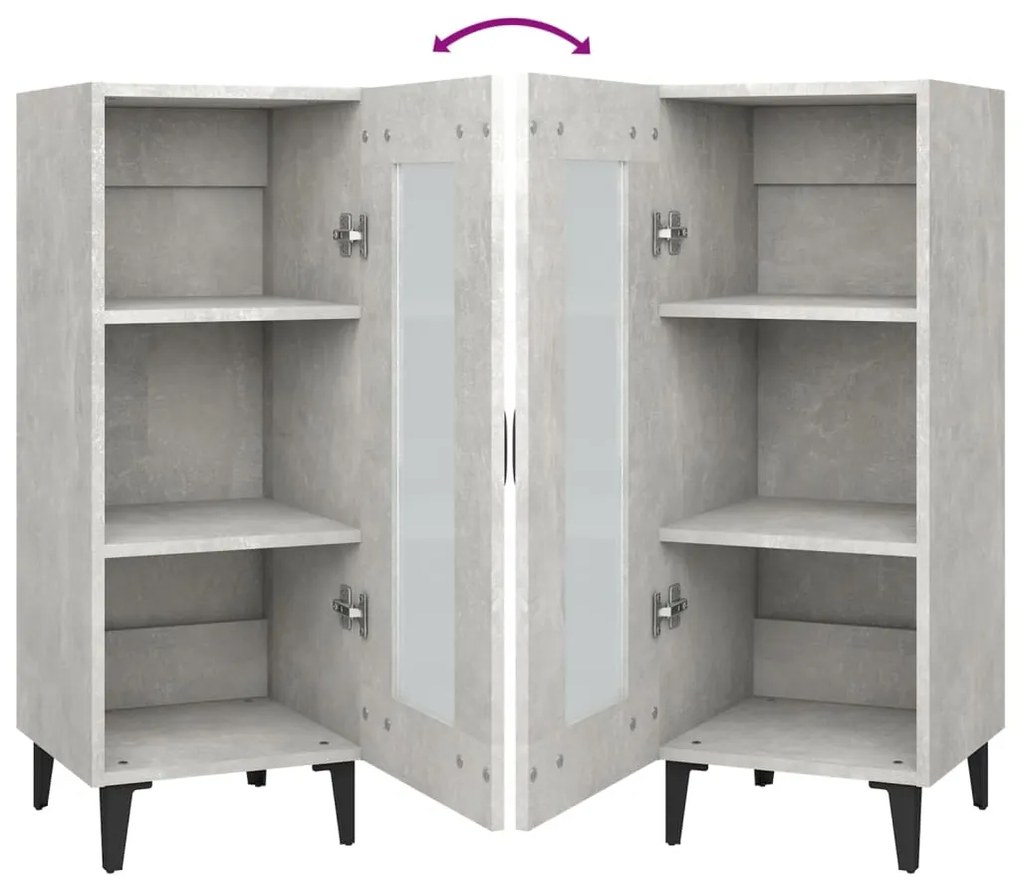 Credenza Grigio Cemento 34,5x34x90 cm in Legno Multistrato