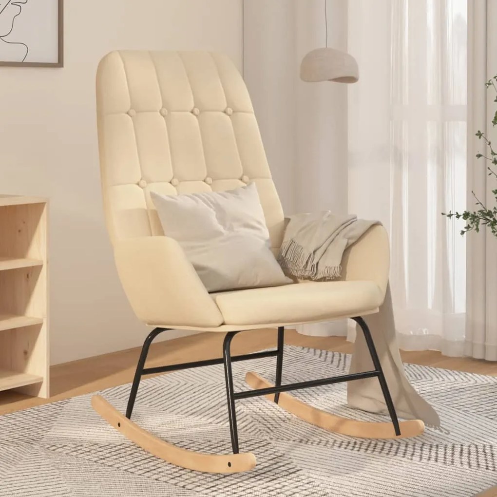 Sedia A Dondolo Crema İn Tessuto /
