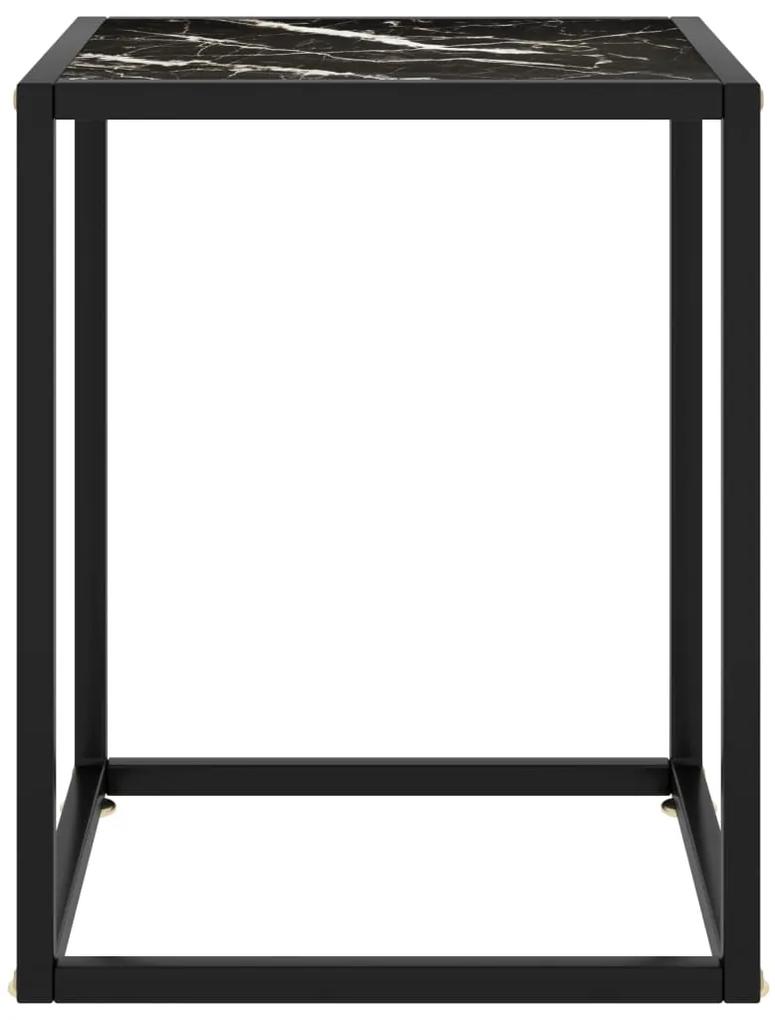 Tavolino da salotto nero e vetro nero marmorizzato 40x40x50 cm