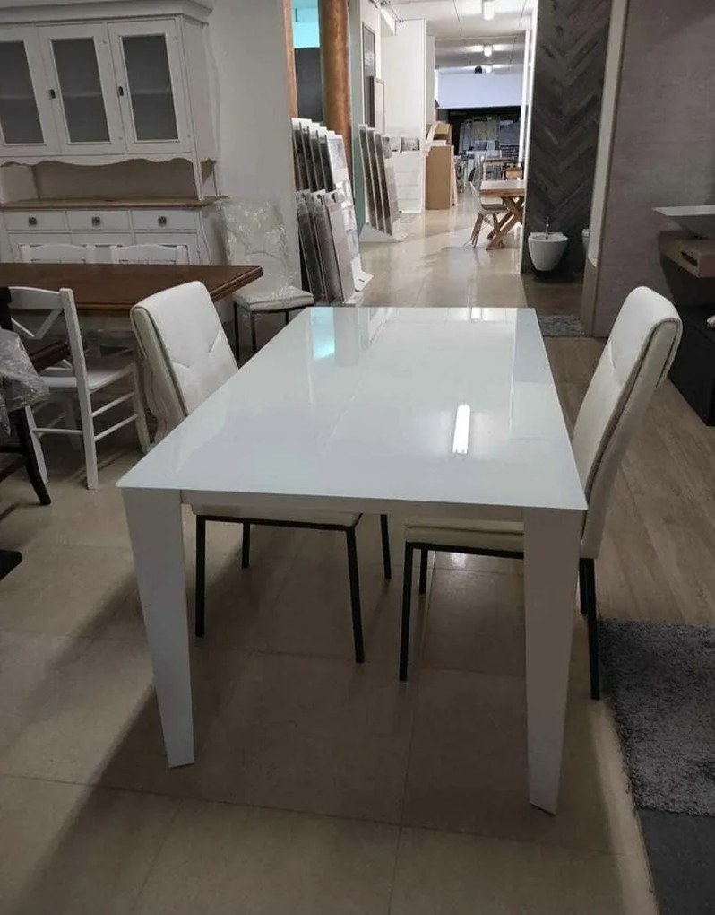 Tavolo da pranzo allungabile moderno bianco 160 x 90