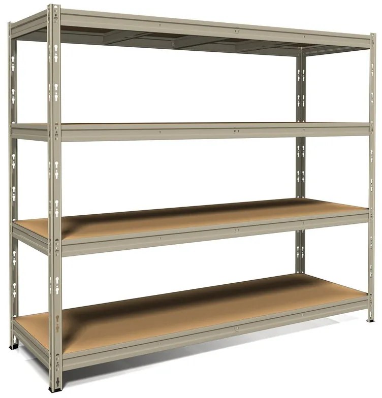 Scaffale in kit 4 ripiani L 210 x P 70 x H 180 cm grigio, portata per ripiano 400 kg