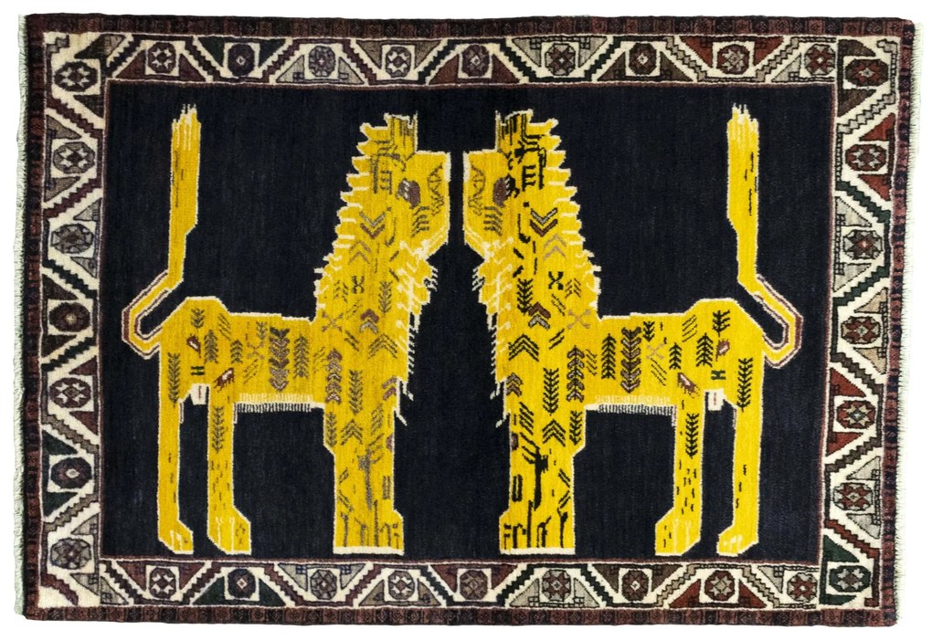 Gabbeh Tappeto 100x150 Blu (Iran) Annodato A Mano