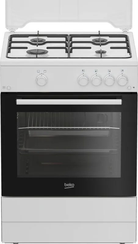 Beko Cucina Forno a Gas,coperchio in metallo, ventilazione tangenziale, Classe A, Bianco