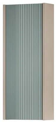 Pensile bagno Niwa laccato opaco sabbia con vetro verde timo, 1 anta apertura da sinistra P 17 x L 30 x H 78.5 cm