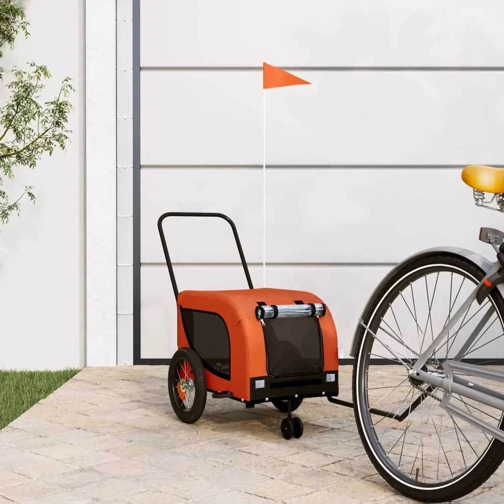 Rimorchio Da Bici Per Animali Arancione E Nero Oxford E Ferro /