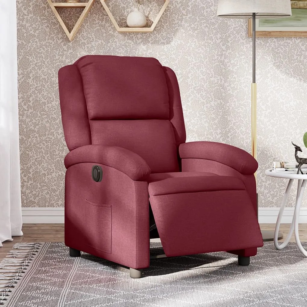 Poltrona Elettrica Reclinabile Rosso Vino İn Tessuto /