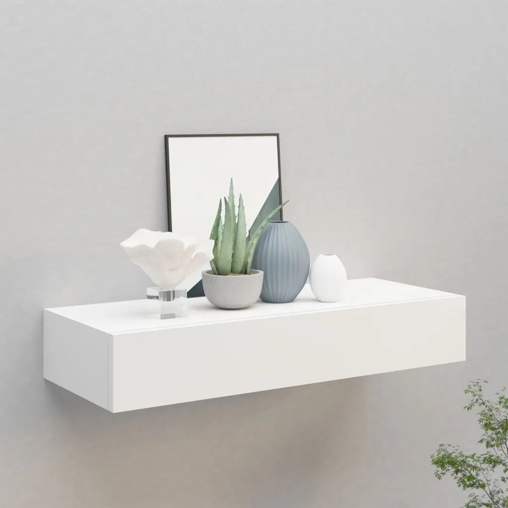 Scaffale Con Cassetti Da Parete Bianco 60x23,5x10 Cm İn Mdf /