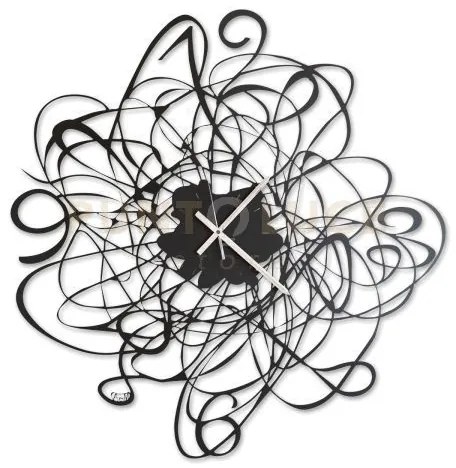 Orologio da parete di design con intreccio doodle nero