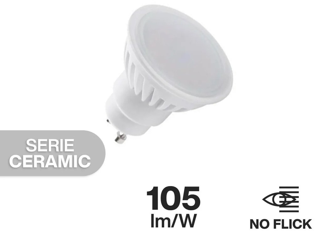 Lampada LED GU10 10W Ceramic 105lm/W - No Flickering Colore Bianco Freddo 6.000K
