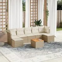 Set Divano da Giardino 8 pz con Cuscini Beige in Polyrattan 3256107