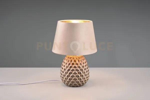 Ariana lampada da tavolo ceramica con paralume effetto velluto sabb...