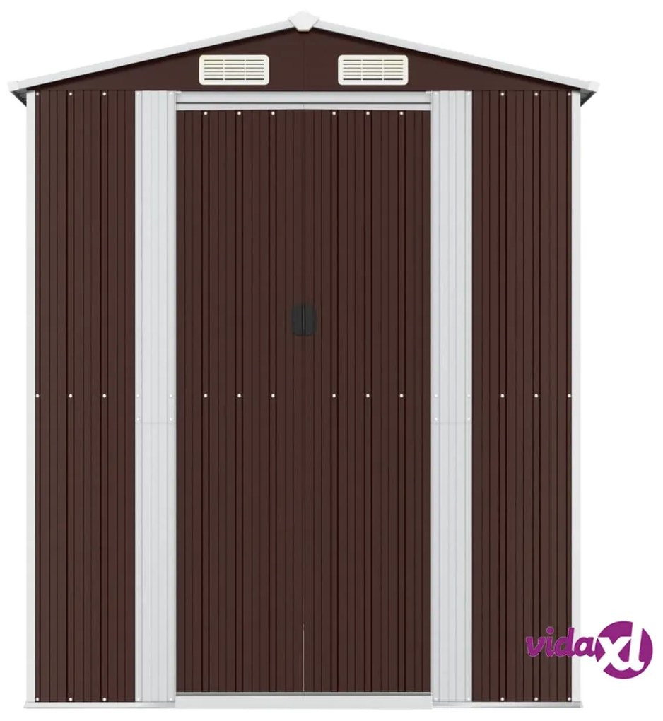 vidaXL Capanno da Giardino Marrone Scuro 192x440x223cm Acciaio Zincato