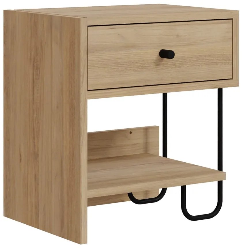 Comodino in rovere con ripiani in colore naturale Saturne - Marckeric