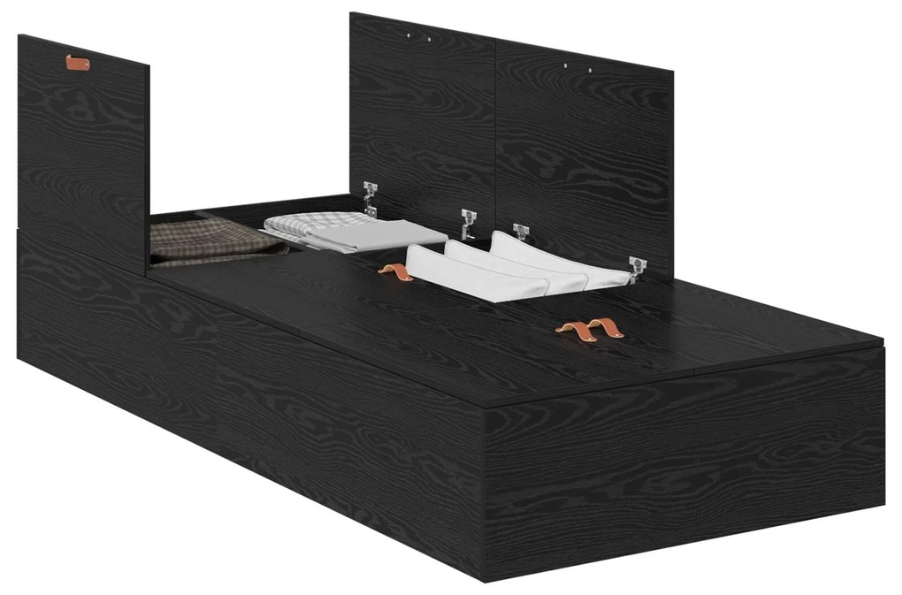 Struttura letto rovere nero legno ingegnerizzato singolo