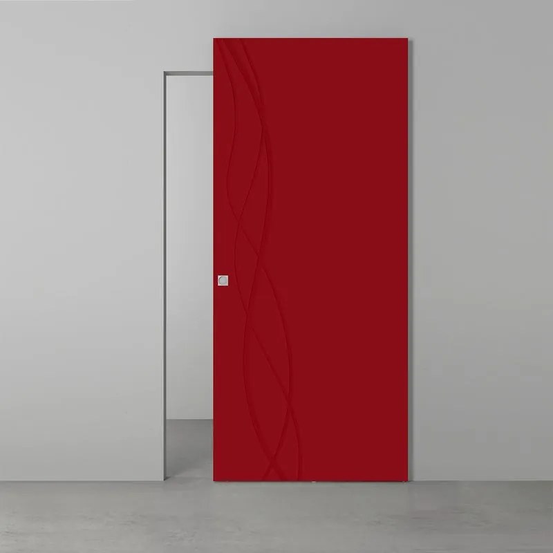 Porta scorrevole Dna in legno rosso, L 101 x H 230 cm, con binario Invisibile Sinistra