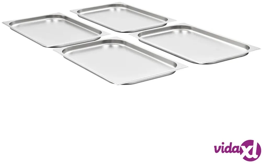 vidaXL Contenitori Gastronorm 4 pz GN 1/1 20 mm in Acciaio Inox