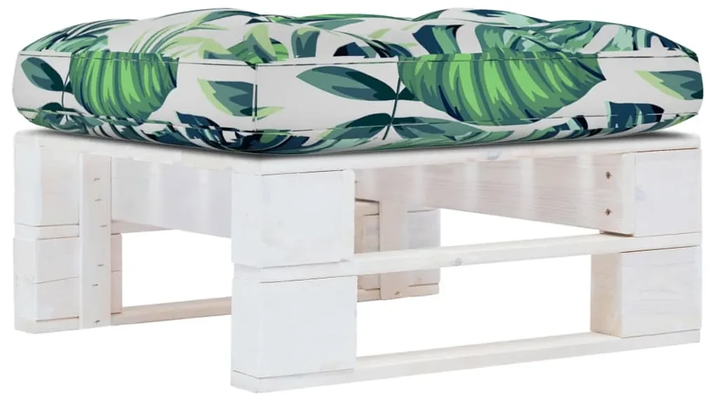 Ottomana da giardino pallet in legno di pino impregnato bianco