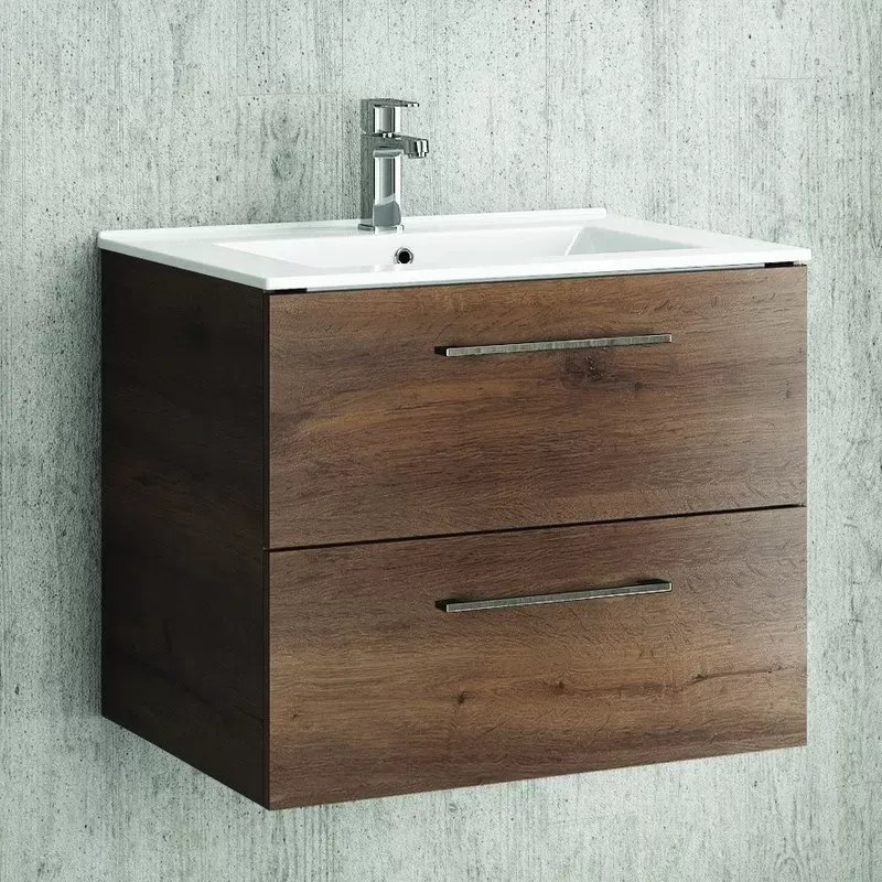 Mobiletto bagno 60 cm lavabo incasso e due cassetti NEL-60 - KAMALU