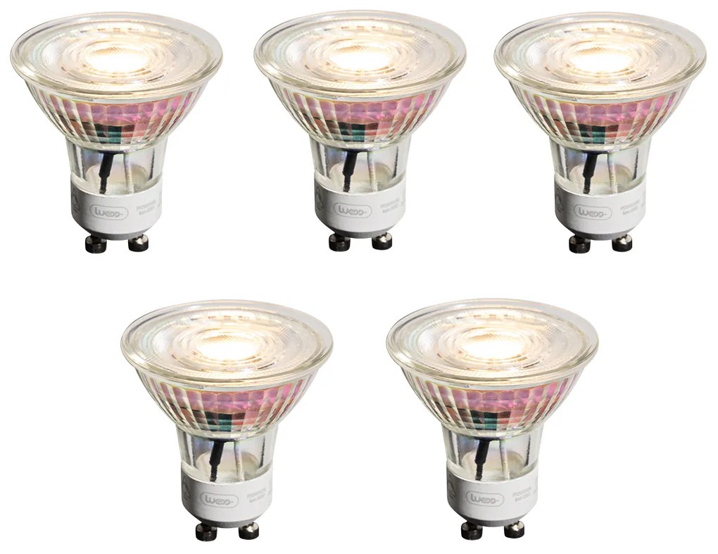 Set di 5 lampadine LED GU10 50mm dimmerabili trasparenti 4,9W 450 lm 2700K