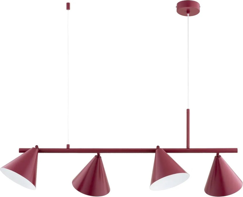 Lampadario a sospensione con cavo ZELTA 4xE27/15W/230V, rosso