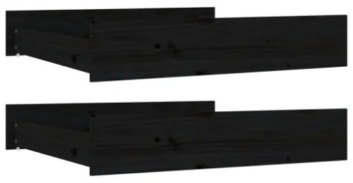 Cassetti per Letto 2 pz in Legno Massello di Pino Nero