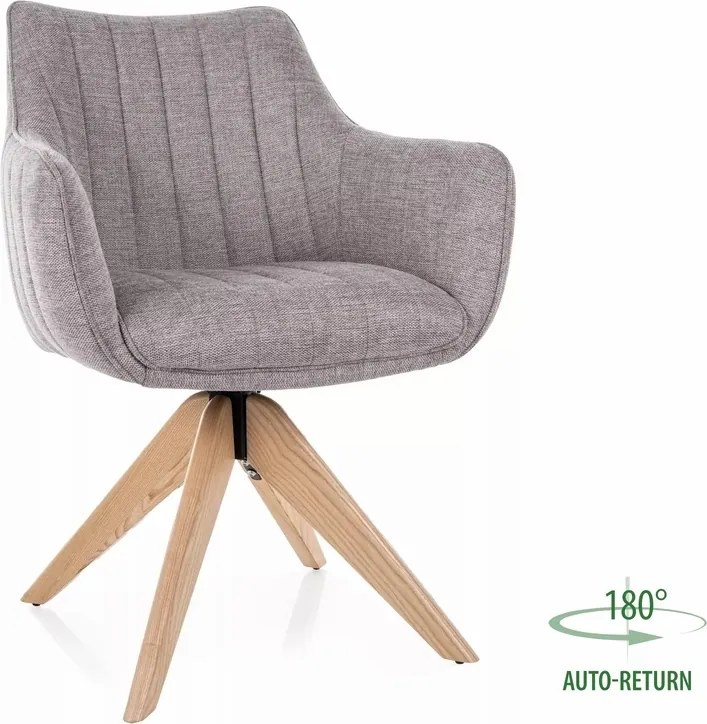 Sedia Azalia D Brego con rotazione automatica 180° – tessuto grigio e gambe in legno di frassino