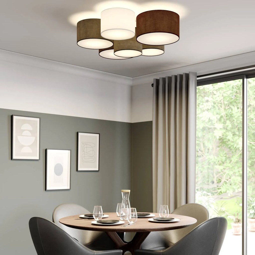 Plafoniera soffitto Laurenz Lindby, dimmerabile, Alluminio / Grigio / Zincato, Soggiorno / Sala da pranzo, Tessuto / Stoffa / Seta, Moderno, Plafoniera