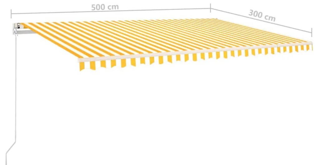 Tenda da Sole Retrattile Automatica Pali 5x3 m Gialla Bianca