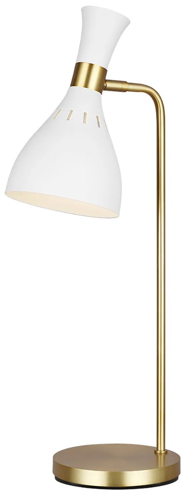 Lampada Da Scrivania Contemporanea Joan Acciaio Bianco Ottone Brunito 1 Luce E27