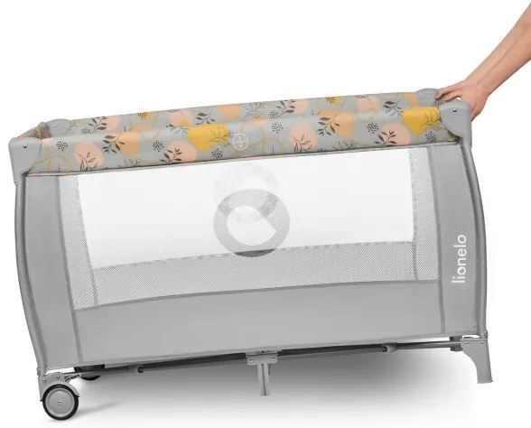 Lionelo - Lettino da viaggio STEFI PLUS Rosa/Giallo