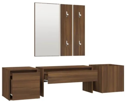 Set di Mobili da Corridoio Rovere Marrone in Legno Multistrato