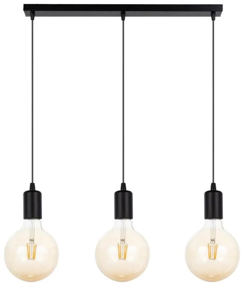 Lampadario a sospensione con filo MIROS 3xE27/60W/230V nero
