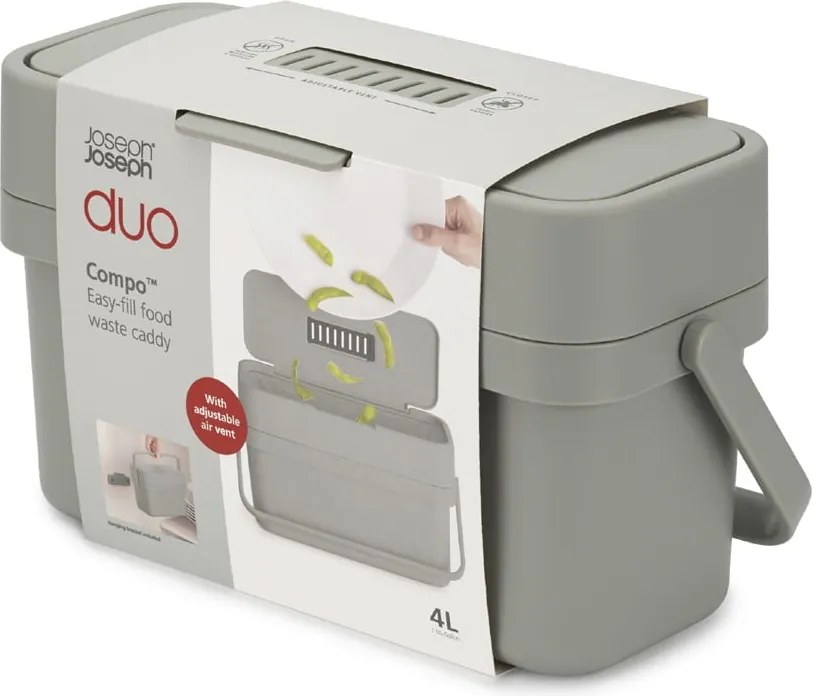 Bidone per l'umido grigio 4 l Duo – Joseph Joseph