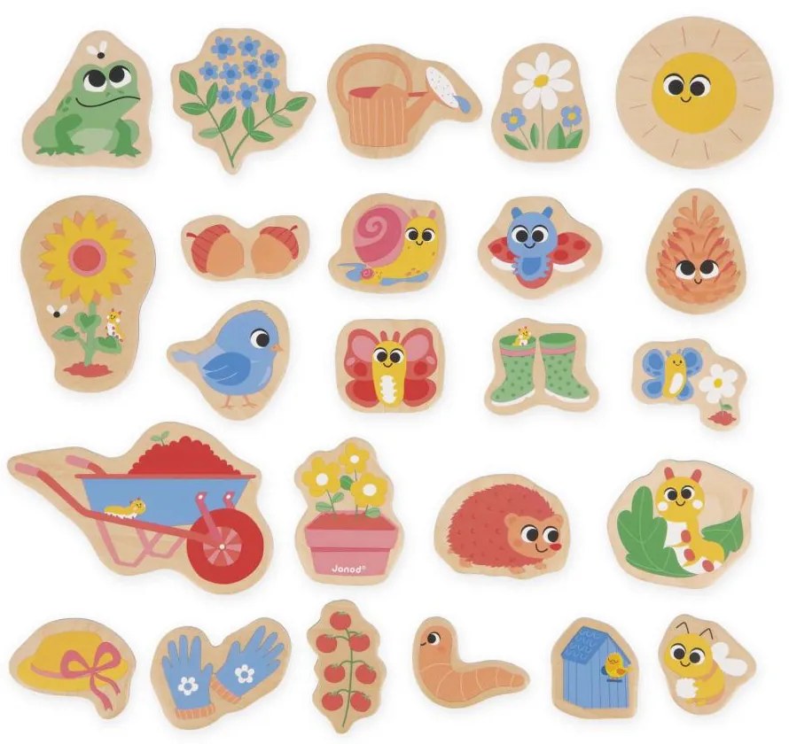 Magneti in legno - Giardino - 24 pezzi
