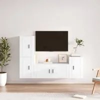 Set di Mobili Porta TV 4 pz Bianco in Legno Multistrato 3188598