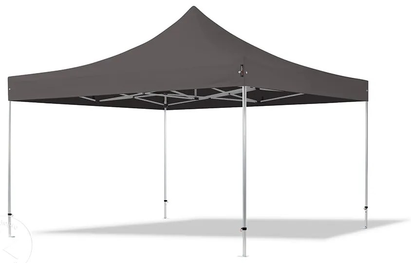 TOOLPORT 4x4m gazebo pieghevole PES con laterali (finestre panoramiche), PROFESSIONAL alluminio, grigio scuro - (600180)