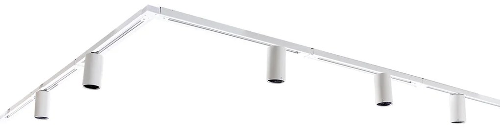 Sistema di illuminazione a binario moderno con 5 faretti bianchi monofase GU10 35 mm - Iconic Ruby