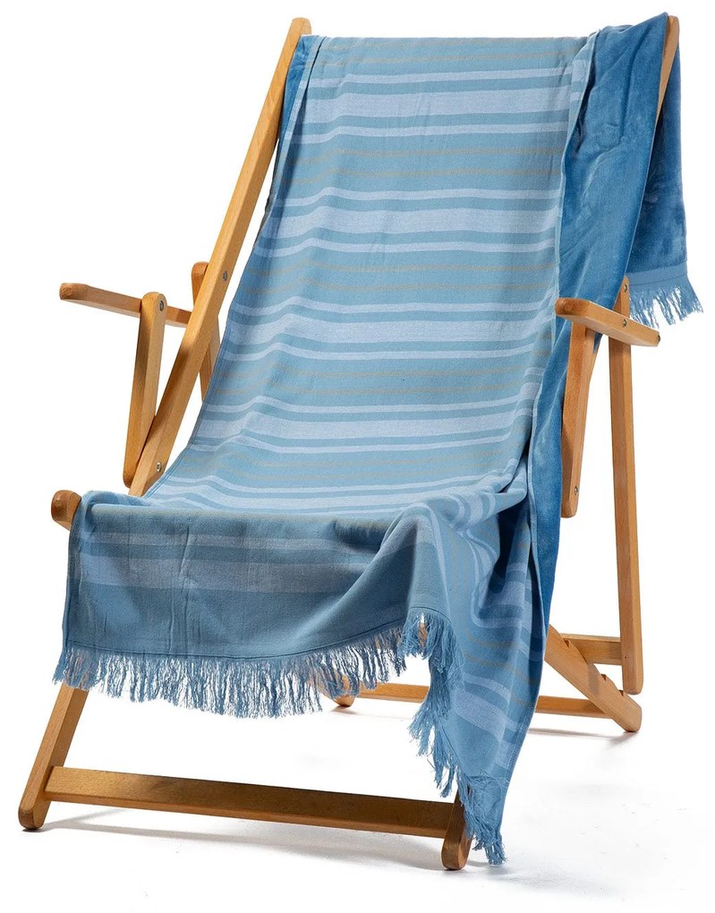 Telo da mare in Cotone Azzurro Chiaro Malibu  fouta Caleffi