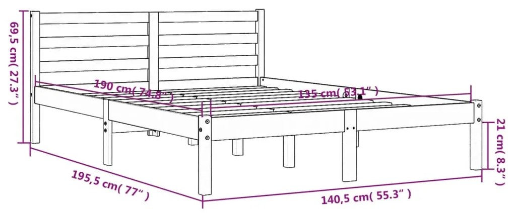 Giroletto Marrone Cera 135x190 cm in Legno Massello di Pino