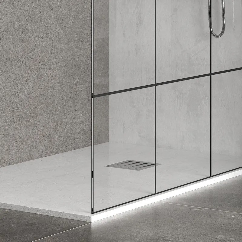 Parete doccia walk in 100 cm con telaio finitura nera NICO-W1000 - KAMALU