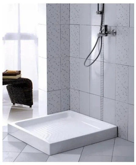 Piatto doccia quadrato 80 x 80 cm H 10 cm porcellana antiscivolo bianco