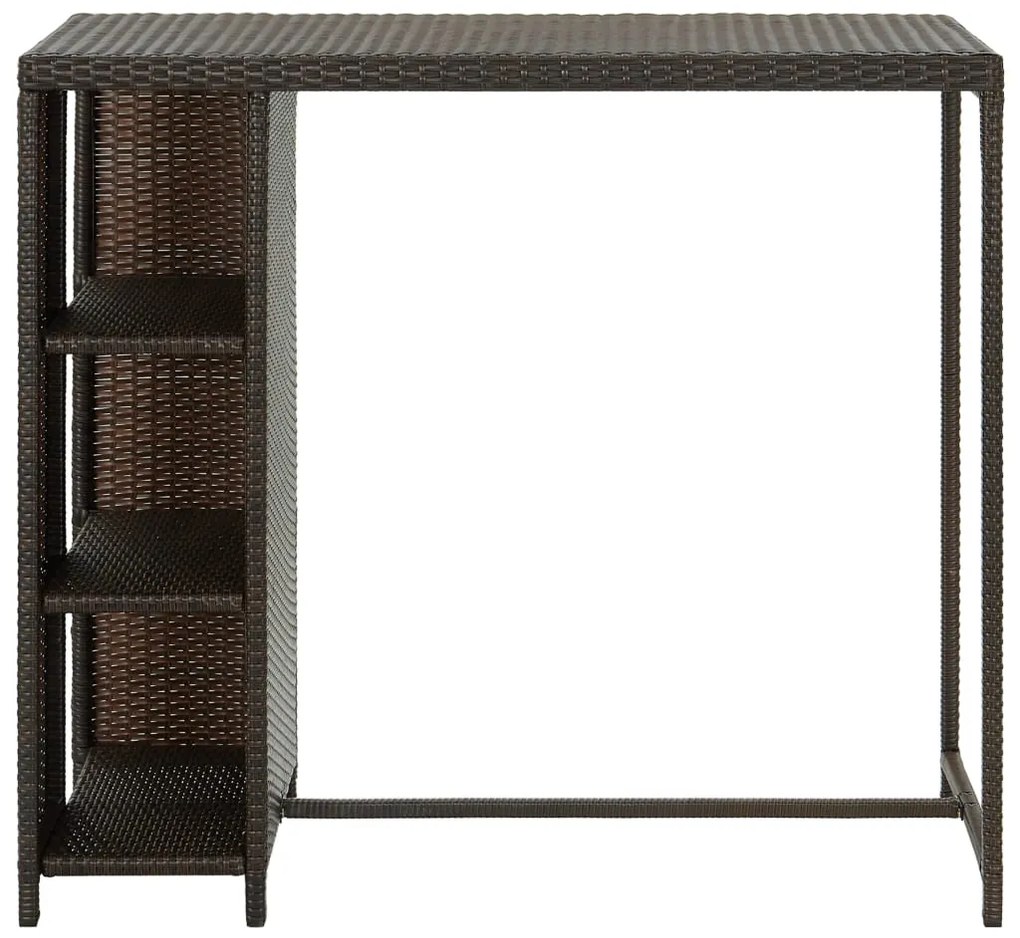 Tavolo da bar con ripiani marrone 120x60x110 cm in polyrattan