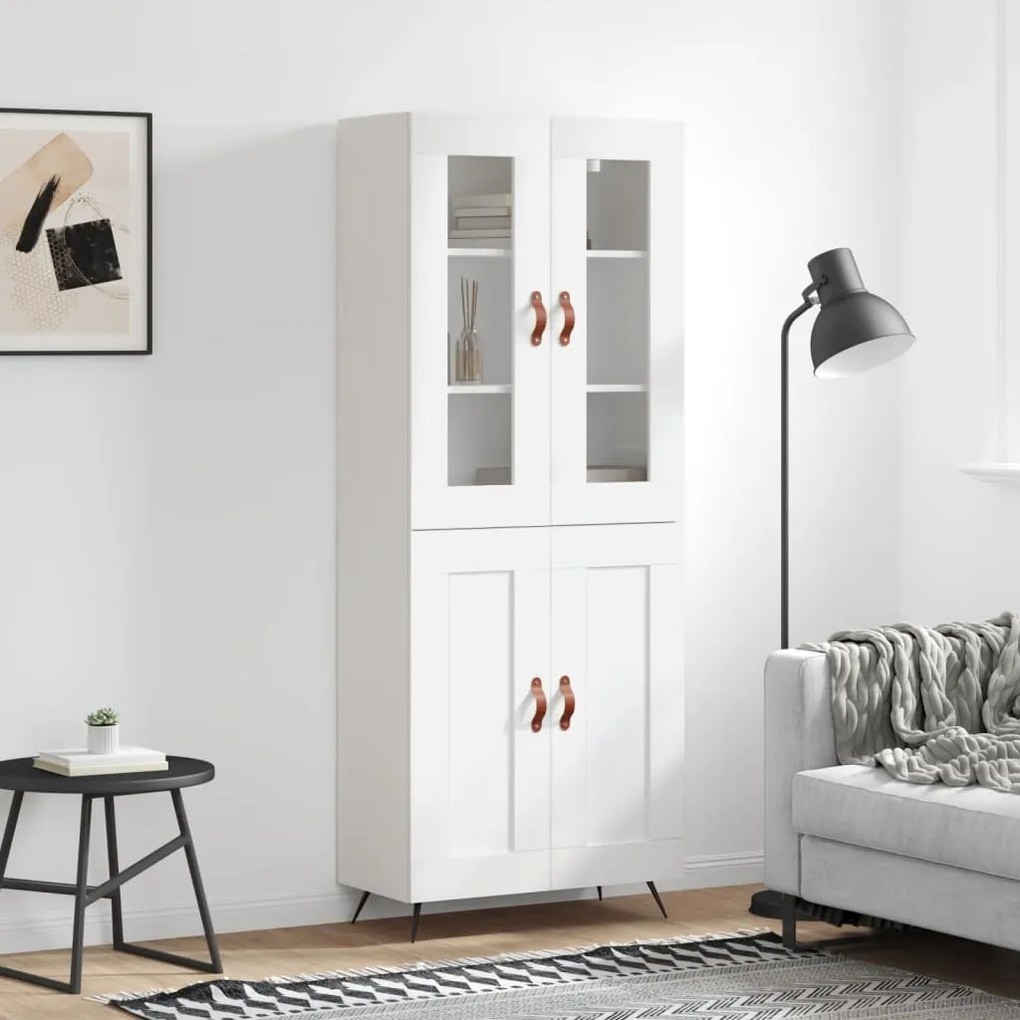 Credenza Bianca 69,5x34x180 Cm İn Legno Multistrato /