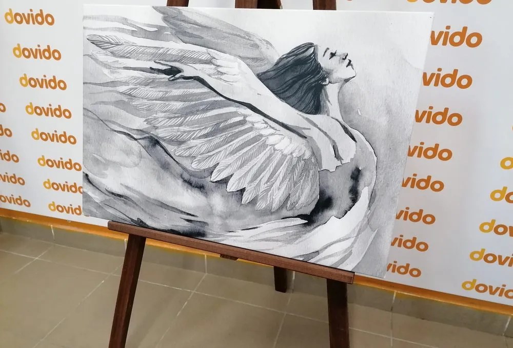 Quadro su tela – Angelo libero in bianco e nero