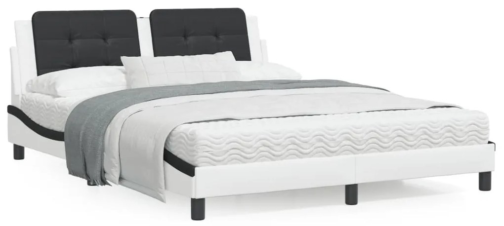 Letto con materasso bianco e nero 160x200cm similpelle