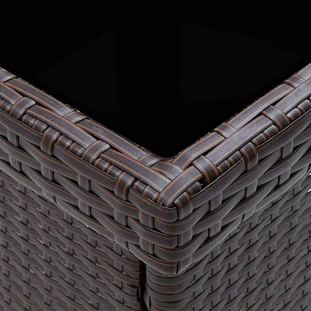 Set da pranzo da giardino 3 pz marrone in polyrattan e vetro