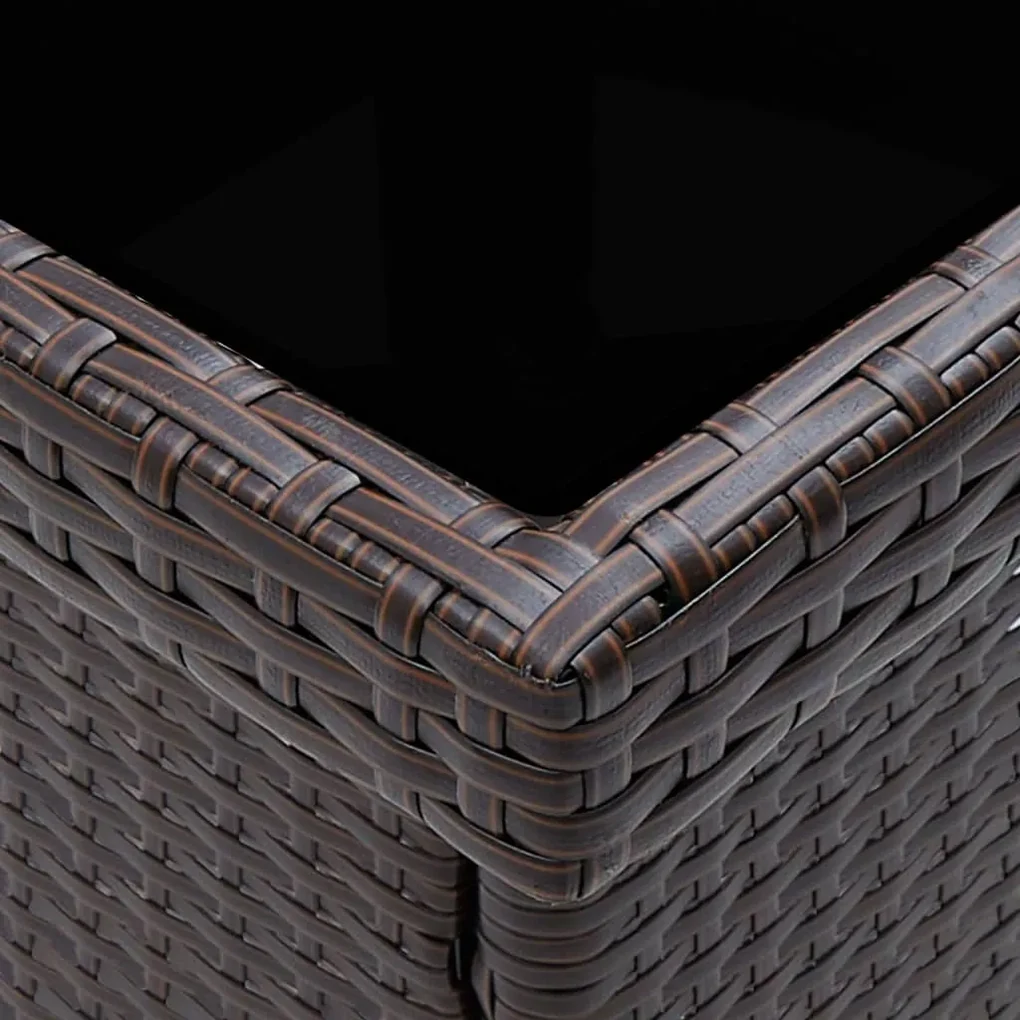 Set da pranzo da giardino 3 pz marrone in polyrattan e vetro