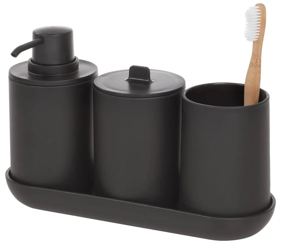 Set di accessori da bagno in plastica nera Cade - iDesign