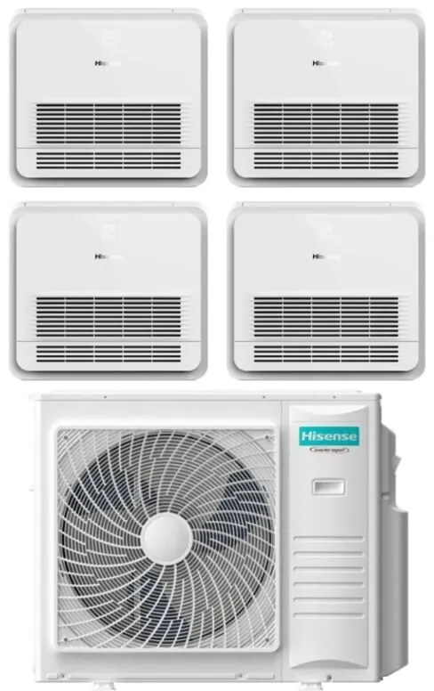 Climatizzatore Condizionatore Hisense Quadri Split Console 9+12+12+12 con 5AMW105U4RQC R-32 Wi-Fi Optional con Telecomando di serie